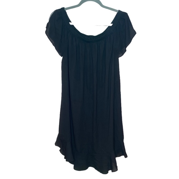 Express Off The Shoulder Black Dress Split Flutter Sleeve Ruffle XL - Picture 4 of 4